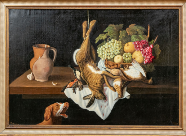 Molinero Signed Oil On Canvas With Still Life Game Table