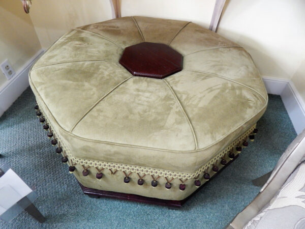 Sage Green Ultra Suede Octagonal Ottoman - Image 2