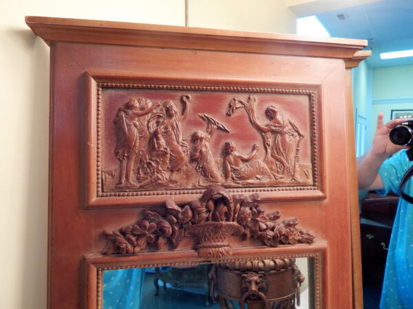 Carved Wood Panel Mirror - Image 2