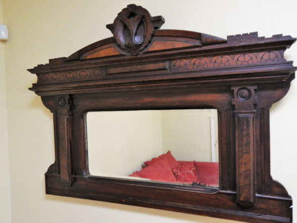 Carved Wooden Beveled Glass Mirror