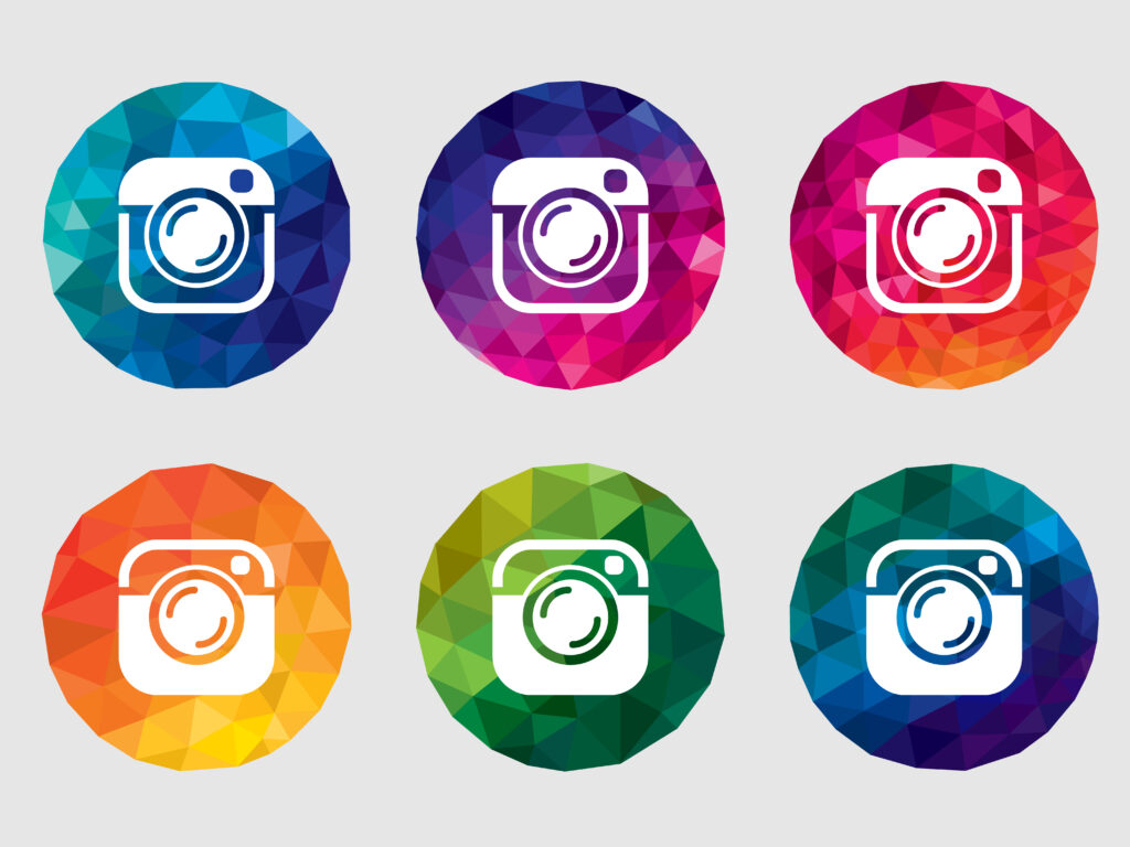 Instagram logos on multi-colored crystals