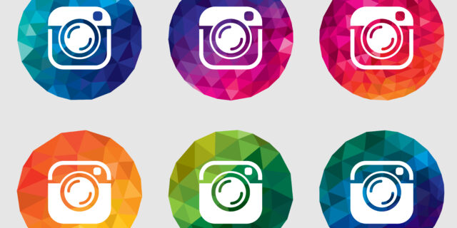 Instagram logos on multi-colored crystals