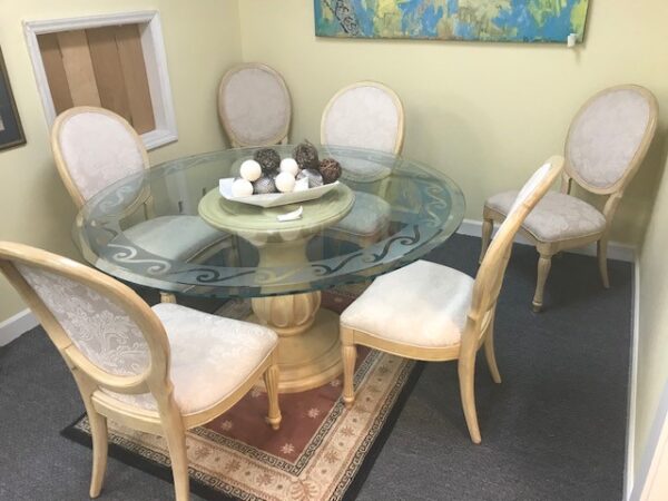 Glass Top Table + 6 Cameo Chairs