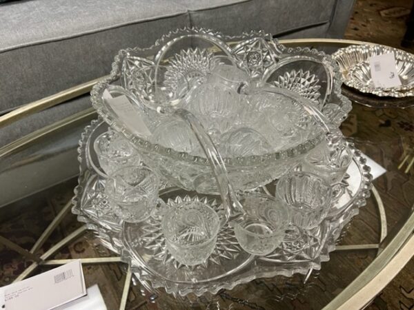 Cut Glass Punch Bowl Set