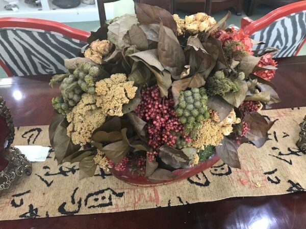 Floral Arrangement in Ceramic Footbath