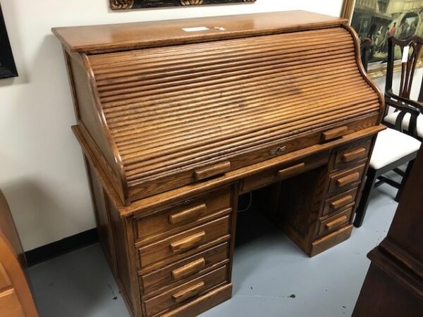 Oak Roll-Top Desk - Image 2