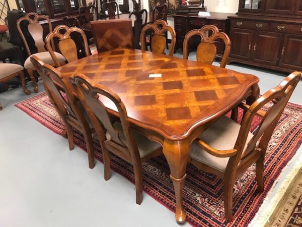 Queen Anne Cherry Dining Table + 8 Chairs