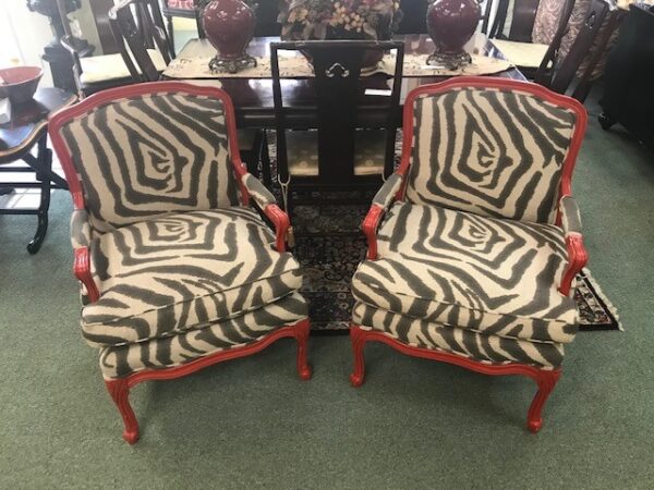 Zebra Red Frame Chairs - 2 in Stock - Sold Separately