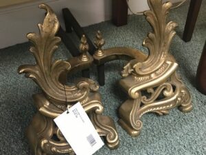 Beautiful Designed Andirons in Stock Image