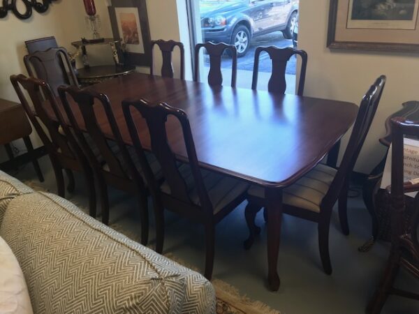 Queen Anne Cherry Dining Table + 8 Chairs