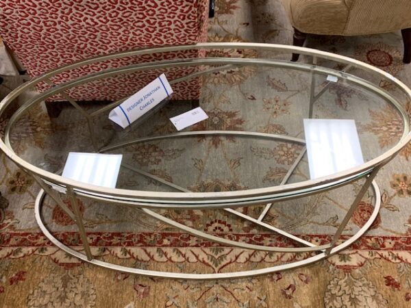 Jonathan Charles Oval Glass Top Coffee Table