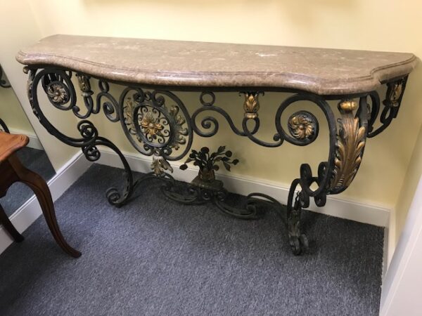 Marble Scroll Top Console Table