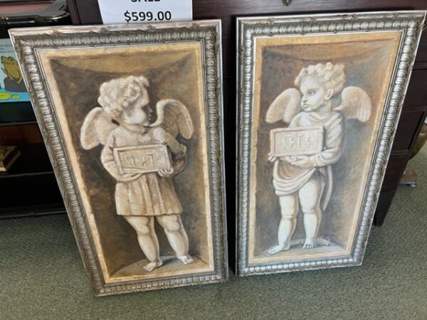 Pair of Cherub Wall Panels