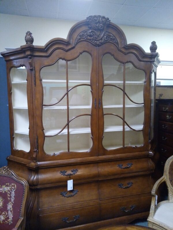 Cherry Carved Kettle Form China Cabinet