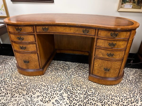 Banded and Burled Kidney Shaped Desk