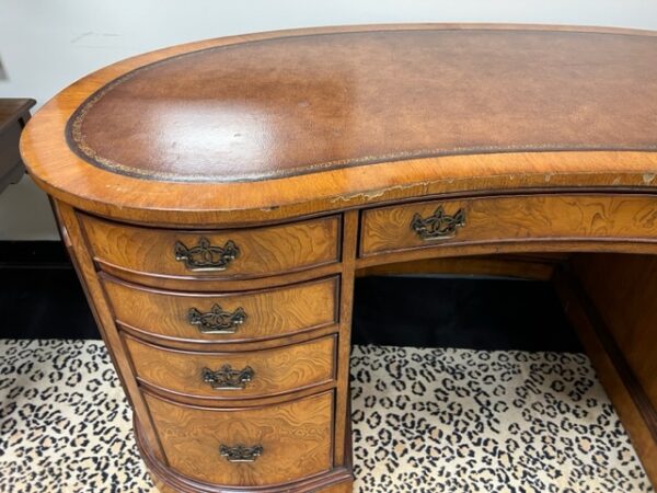 Banded and Burled Kidney Shaped Desk - Image 2