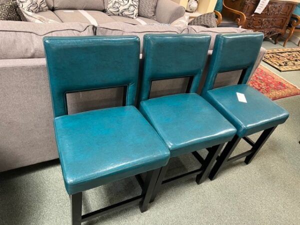 Set of 3 Powell Teal Counter Stools with 24" Seat Height