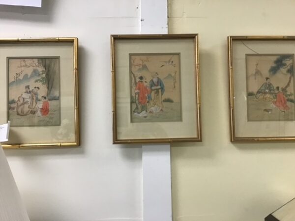 Set of 3 Silk Paintings