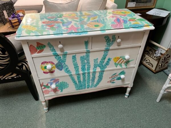 Antique Hand-Painted Beachy Chest