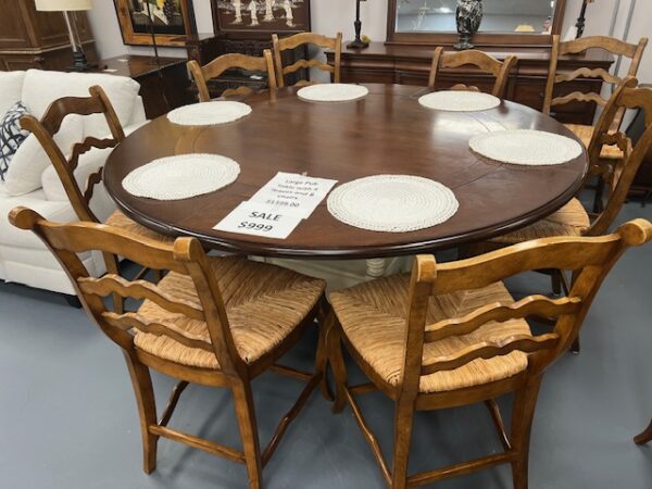 Large Pub Table with 8 Chairs and 4 Leaves - Image 4