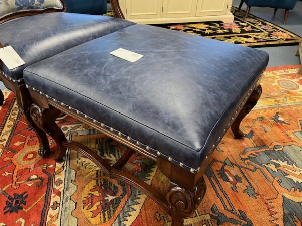 Leather Blue Ottoman