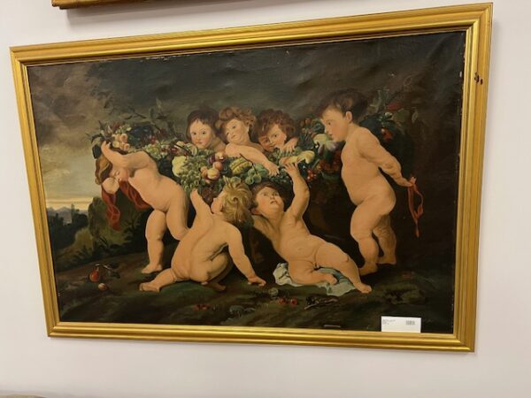 Antique Cherub Painting