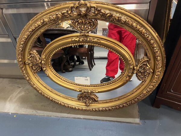 Gold Ornate Oval Sectioned Mirror