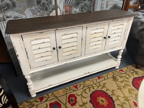 White Louvered Door Credenza