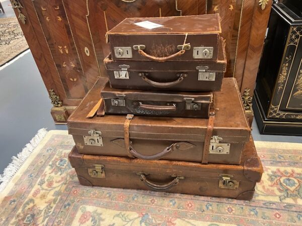 Set of 5 Leather Suite Cases