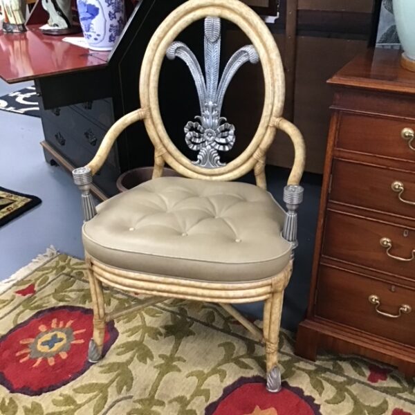 Pair of Leather Seat with Metal Back Chairs