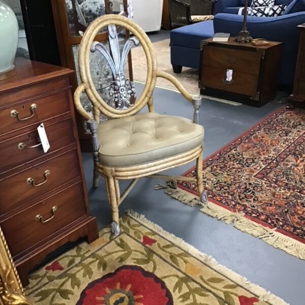 Pair of Leather Seat with Metal Back Chairs - Image 2